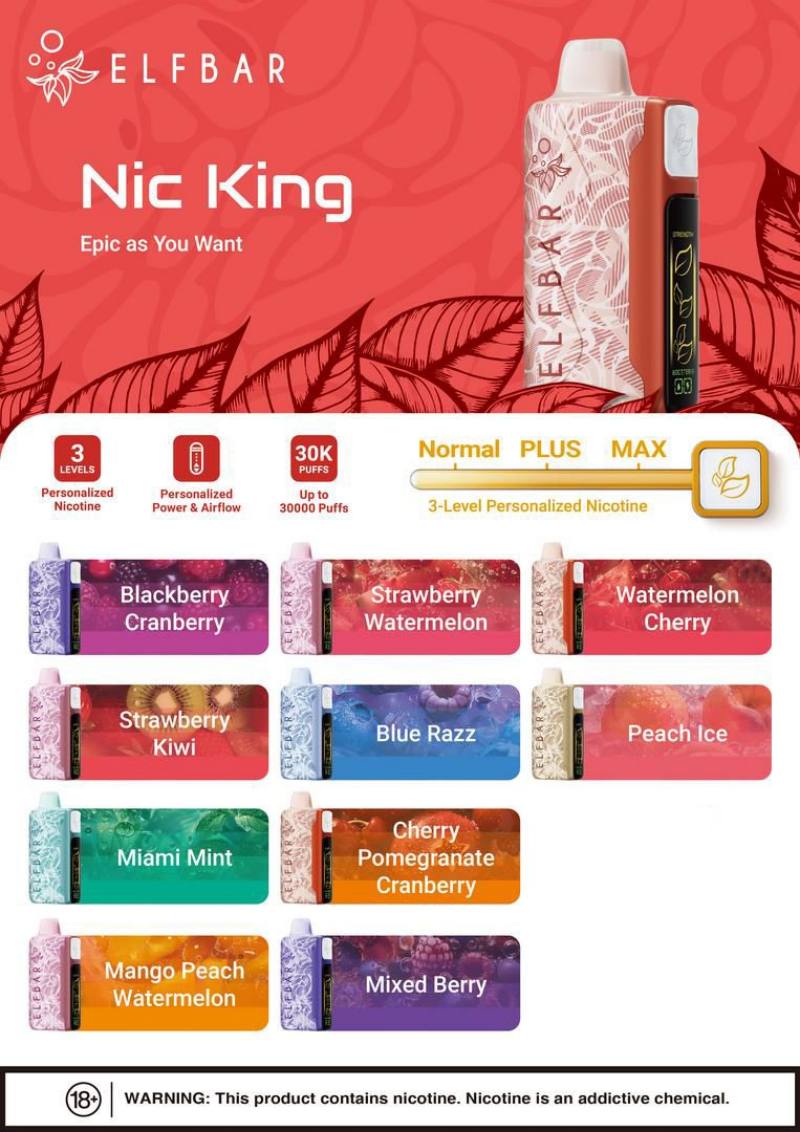 ELFBAR Nic King 30000 taste list